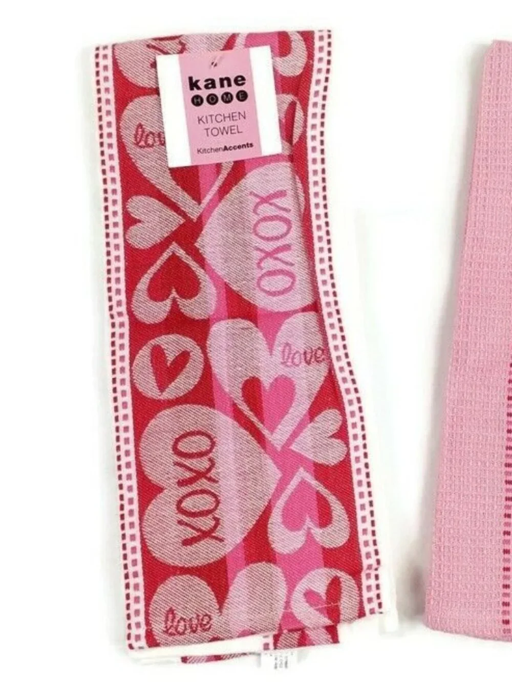 Kane Home Pink White Valentine Theme Kitchen Towel Set Two-Piece NWT